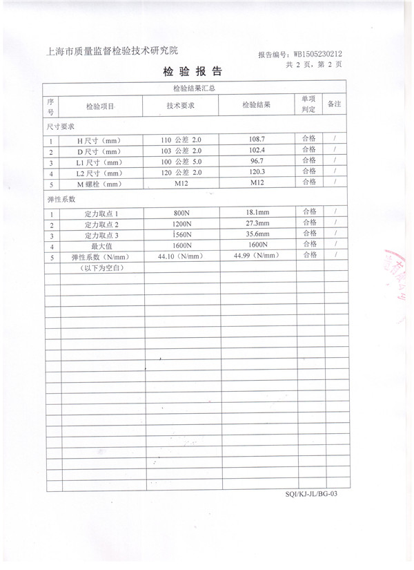 上海淞江ZTA型水泵彈簧減震器檢驗(yàn)報告 上海淞江ZTA型水泵彈簧減震器檢驗(yàn)報告